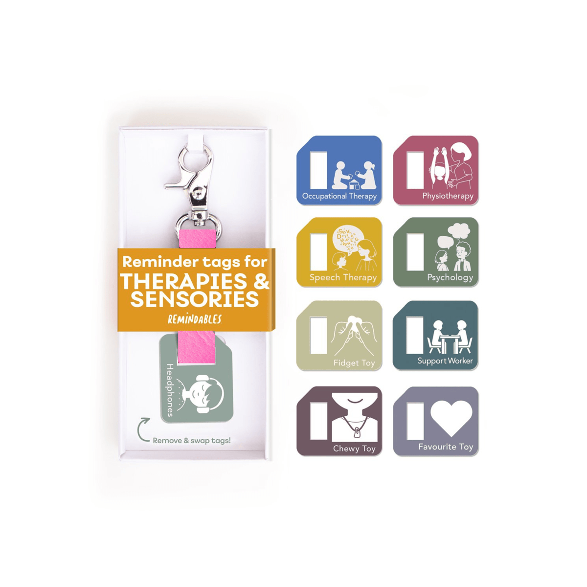 Remindables Bag Tags Pink Bag Tags Therapies Set | Pink
