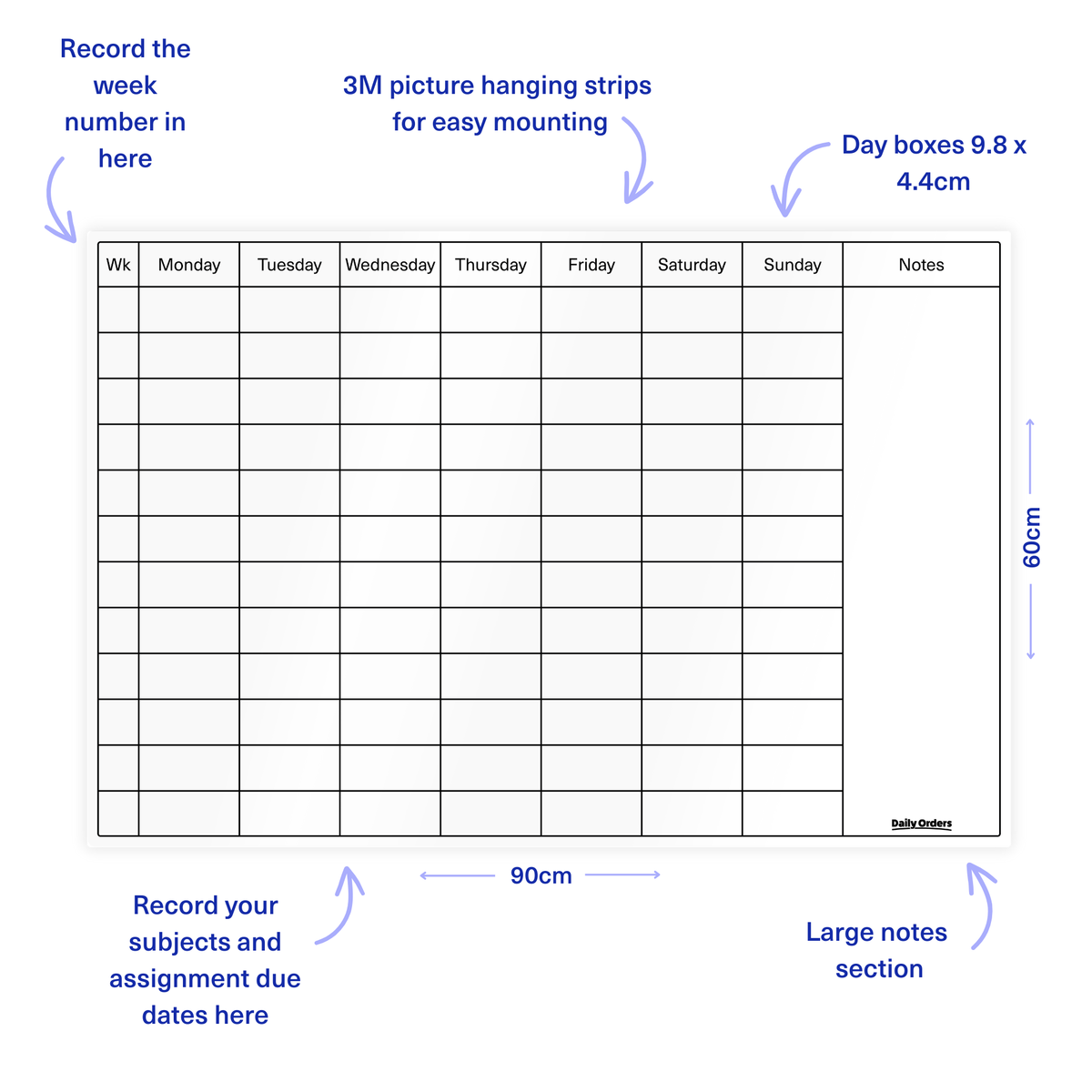 Daily Orders Planner M / White Term Planner | Landscape | White