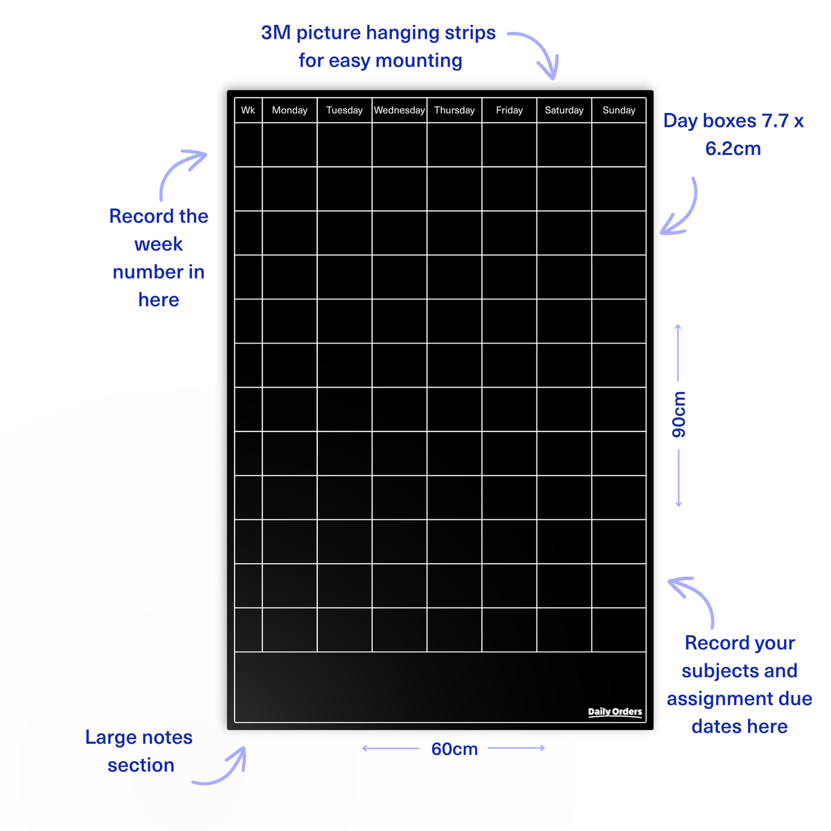 Daily Orders Planner M / Black Term Planner | Portrait | Black