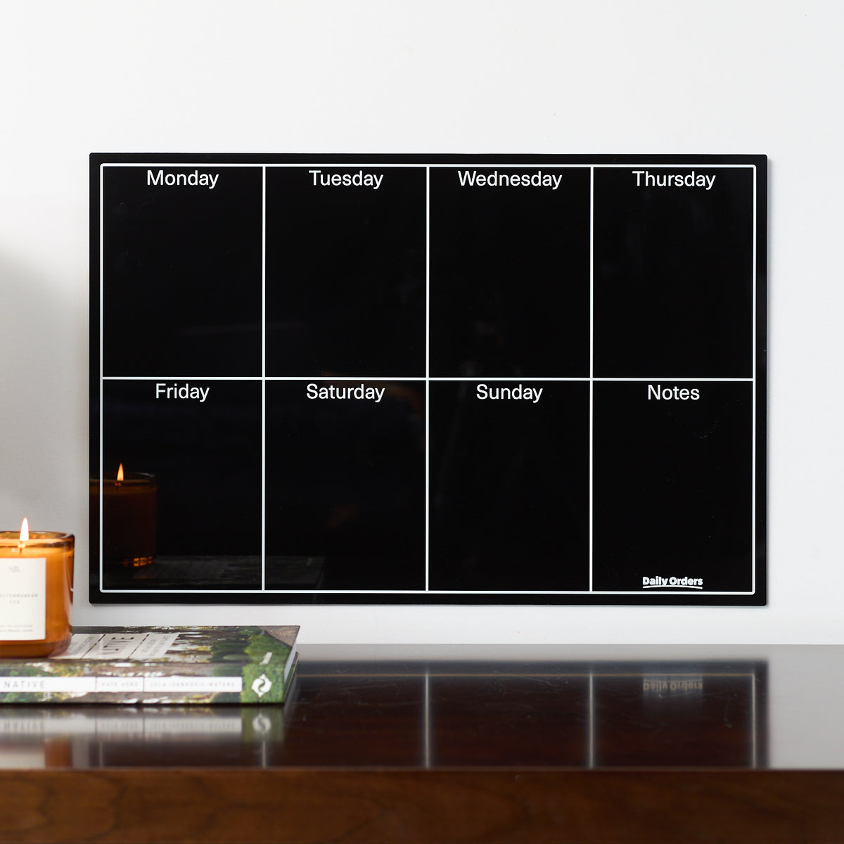 Daily Orders Weekly Wall Planner &amp; Markers Black 40x60cm