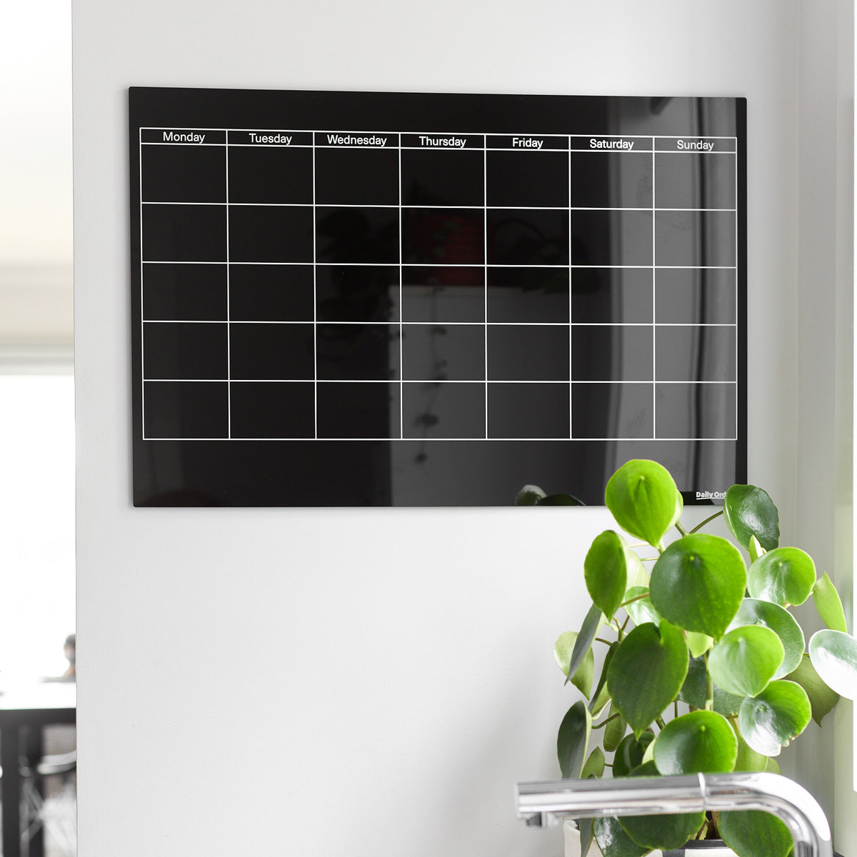 Daily Orders Monthly Wall Planner &amp; Markers Black 40x60cm