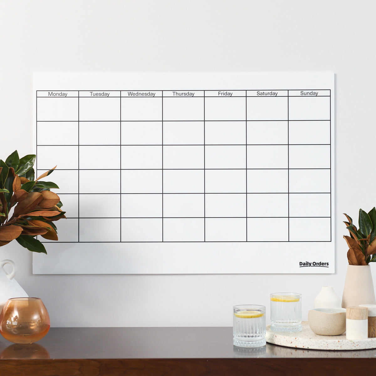 Daily Orders Black Monthly Planning Support Bundle | M - 60x90cm / White