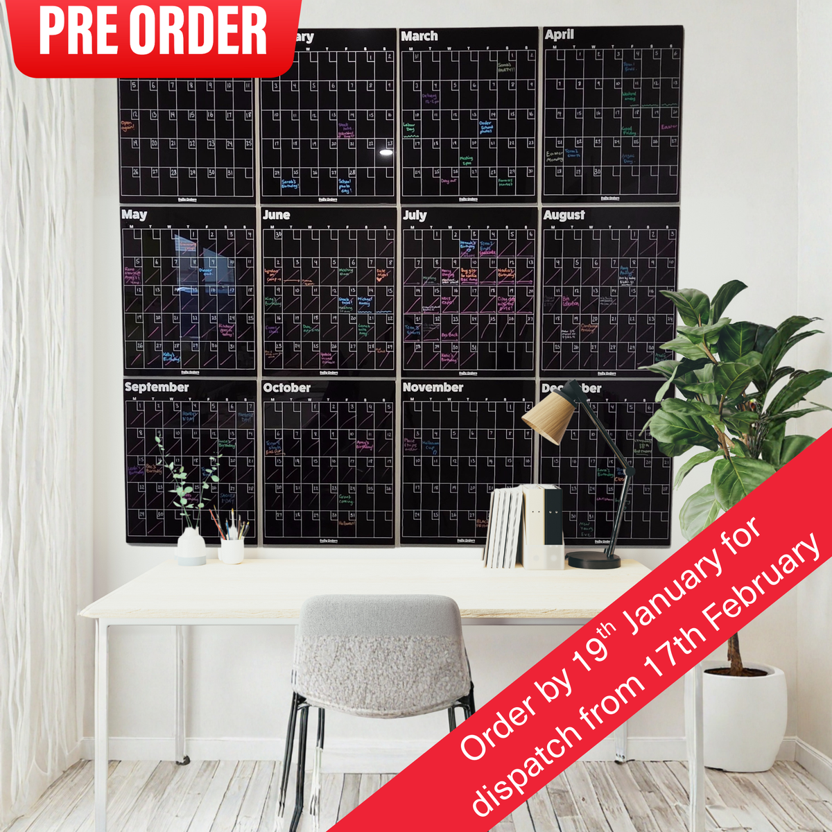 12 Month Planner - Portrait | Portrait | Black