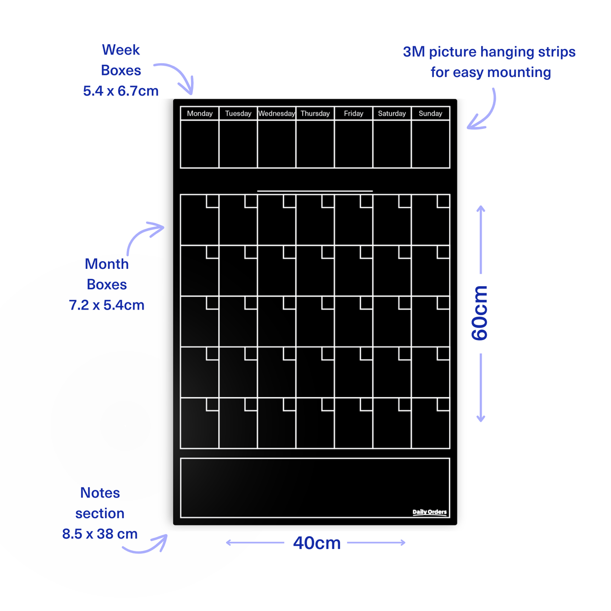 Daily Orders Command Centre Wall Planner | S - 40x60cm / Black