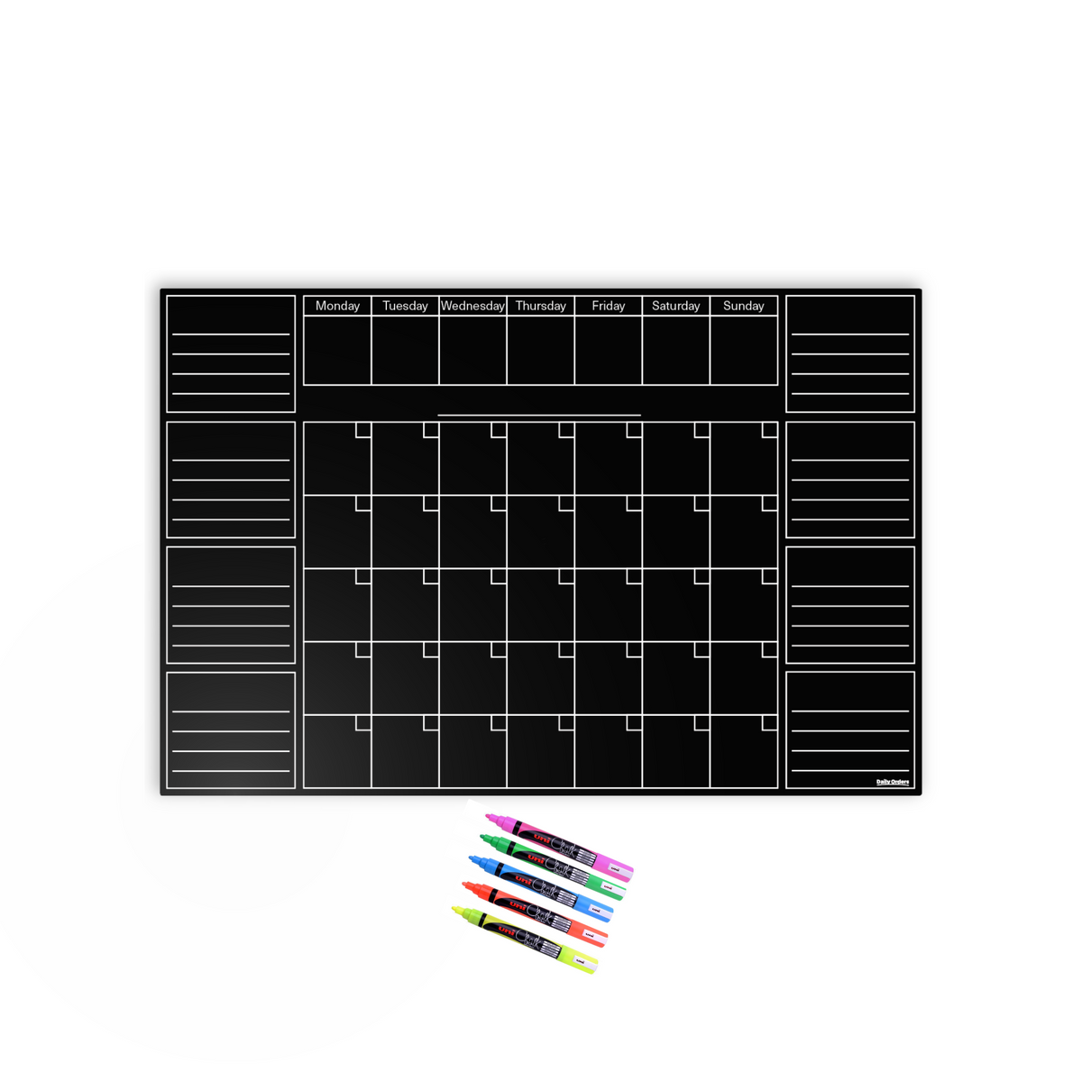 Daily Orders Command Centre Wall Planner &amp; Markers Black 60x90cm