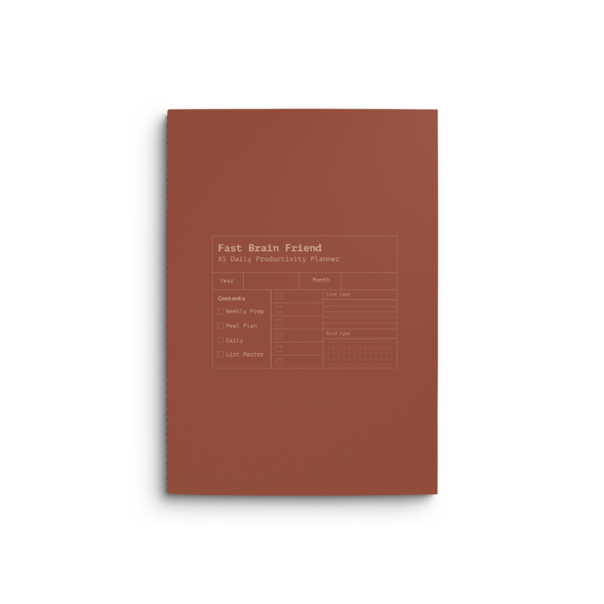 Fast Brain Daily Productivity Planner | Single Notebook | Terracotta