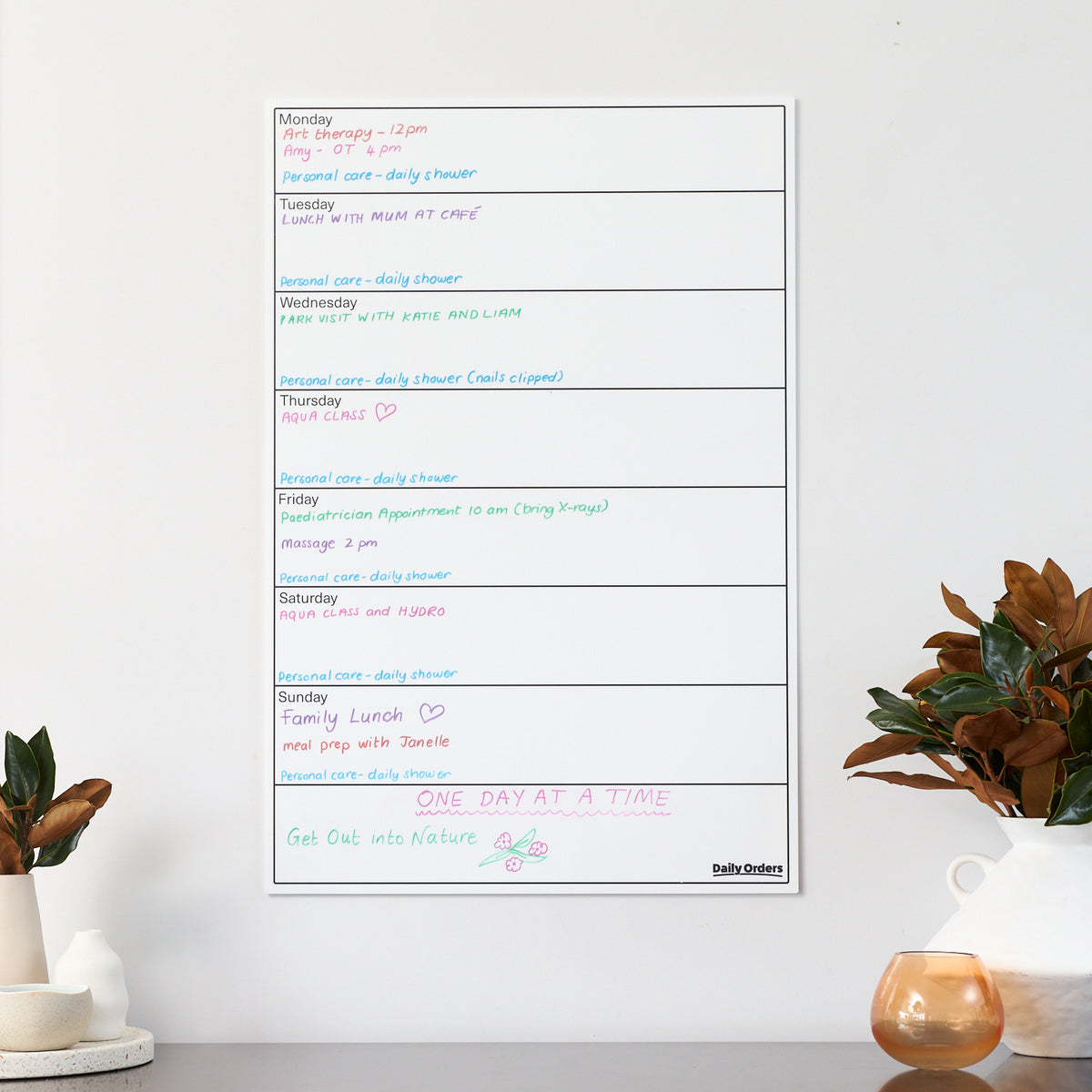 Daily Orders 7 Day Planner | M - 60x90cm / White