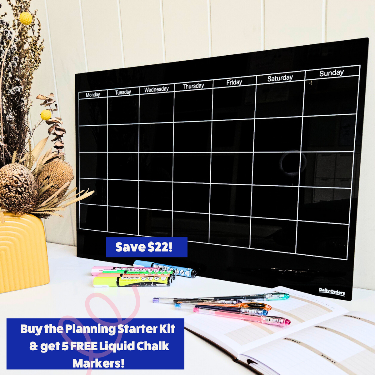 Daily Orders Planner S / Black Planning Starter Kit | Landscape | Black