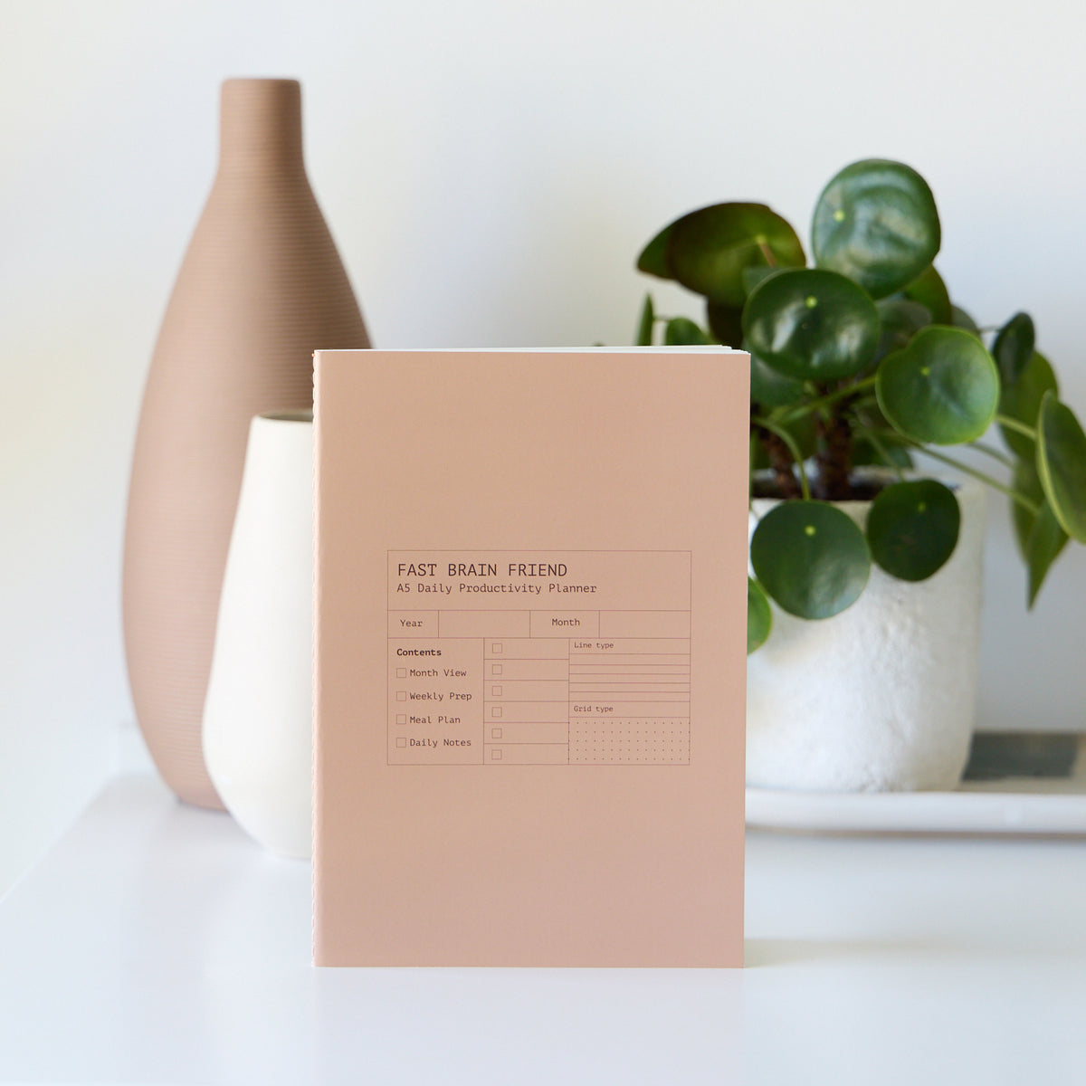 Fast Brain Daily Productivity Planner | Single Notebook | Caramel Fudge