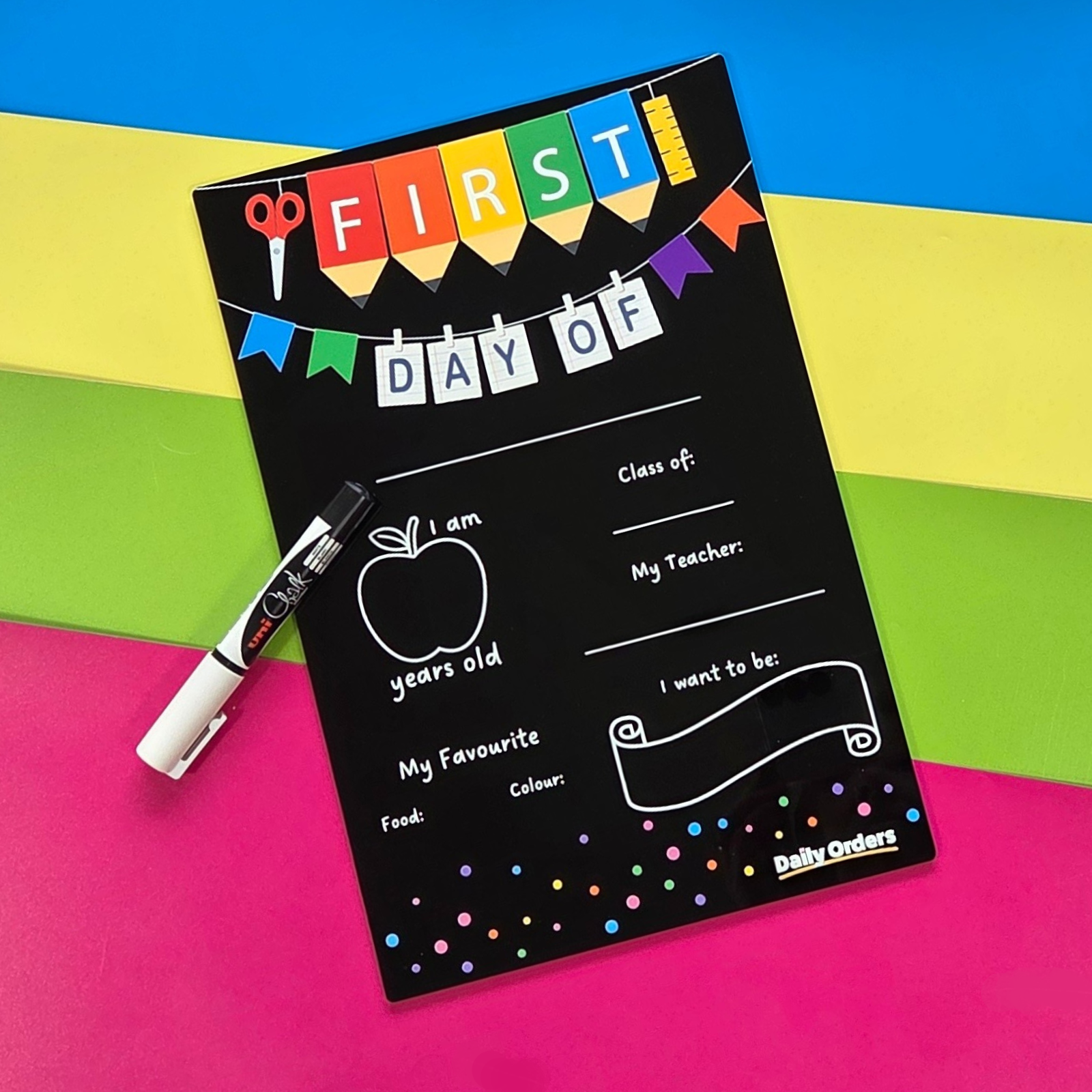 Daily Orders School Planner XS / Black First Day and Last Day of School - Double Sided | Portrait | Black