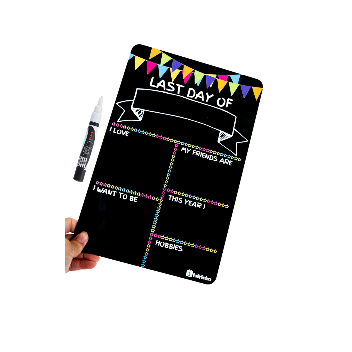 Daily Orders School Planner XS / Black First Day and Last Day of School - Double Sided | Portrait | Black