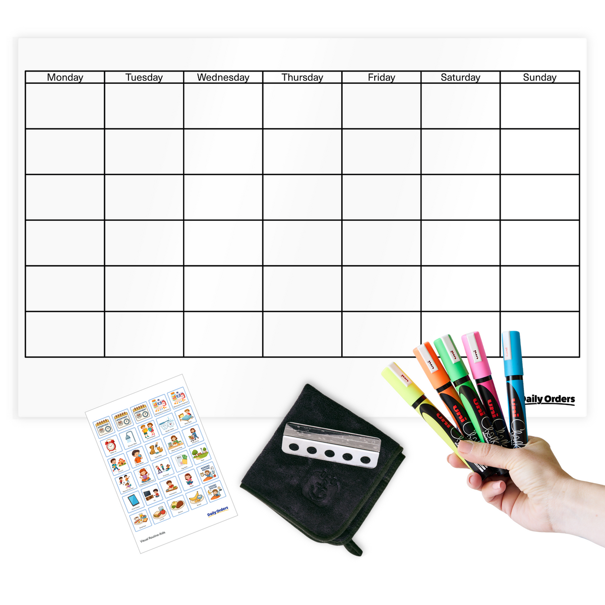 Daily Orders Monthly Planning Support Bundle | M - 60x90cm / White