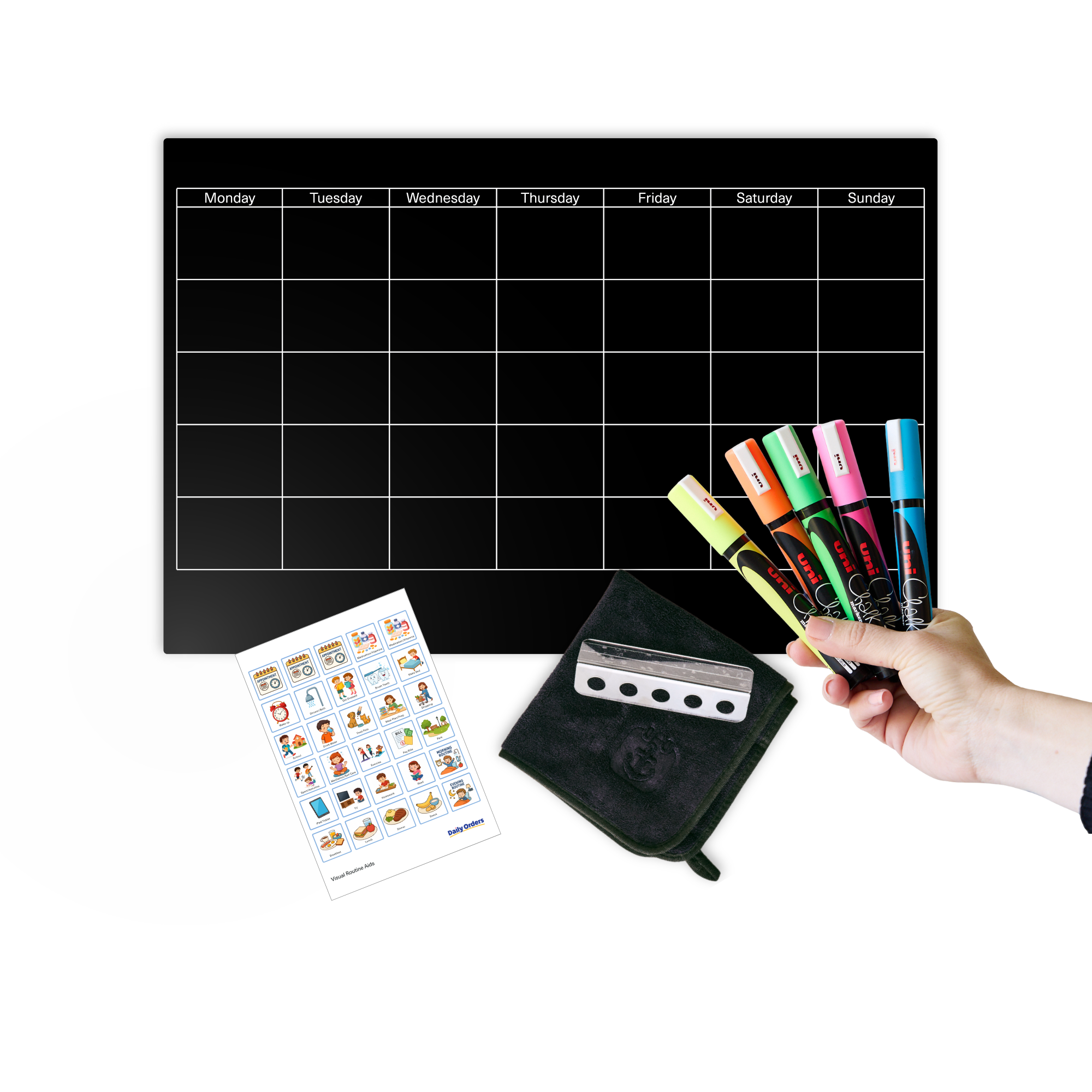 Daily Orders Monthly Planning Support Bundle | S - 40x60cm / Black