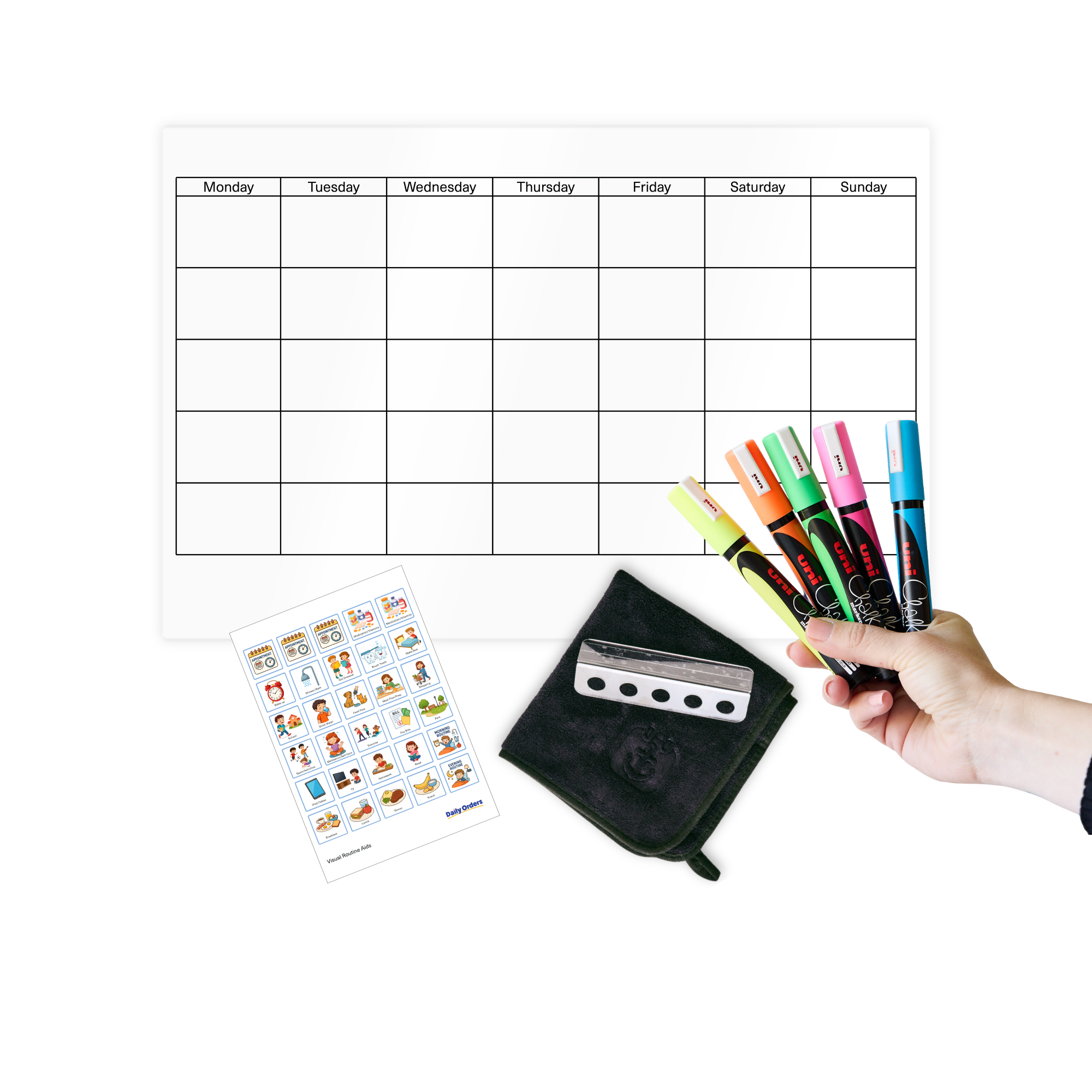 Daily Orders Monthly Planning Support Bundle | S - 40x60cm / White