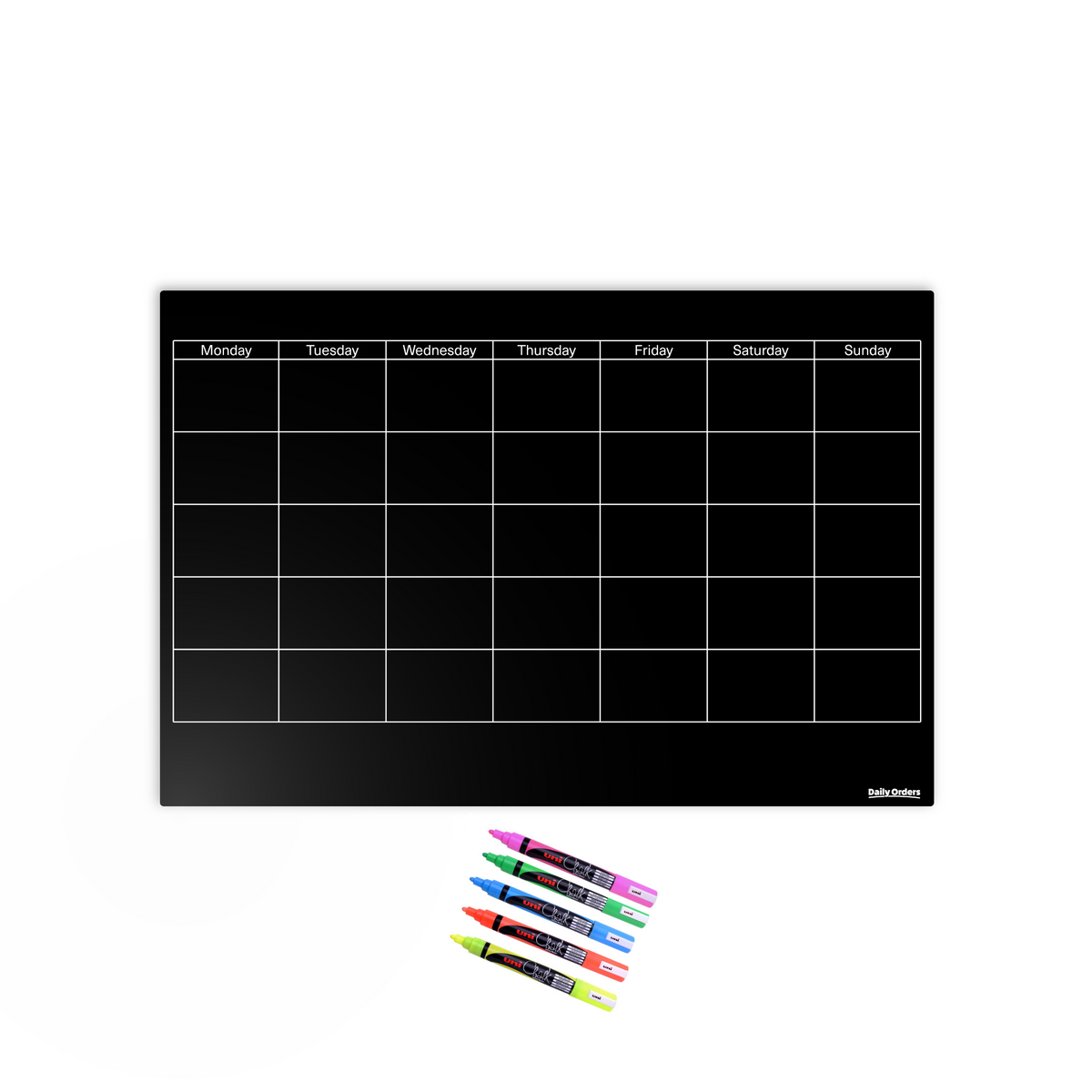 Daily Orders Monthly Wall Planner &amp; Markers Black 40x60cm