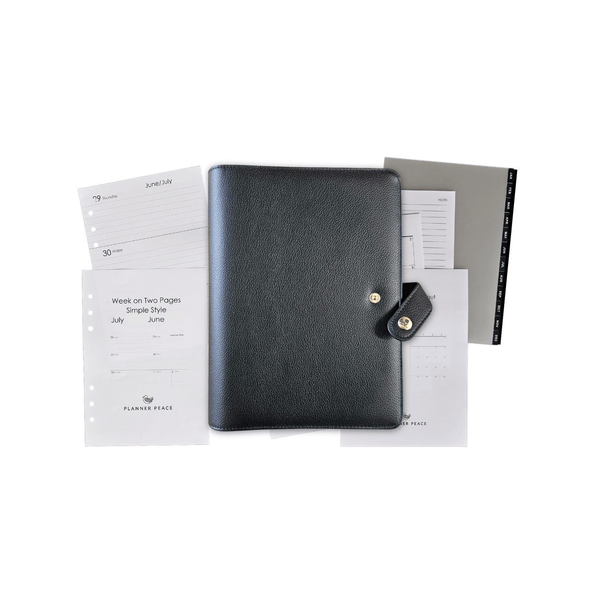 Planner Peace Diary Textured Black Annual Planner A5 | Undated | Textured Black