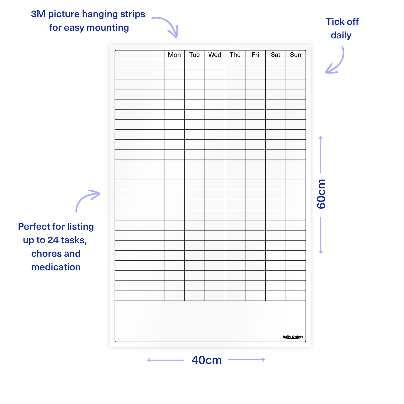 Daily Orders Planner To Do List Planner | Portrait | S - 40x60cm / White