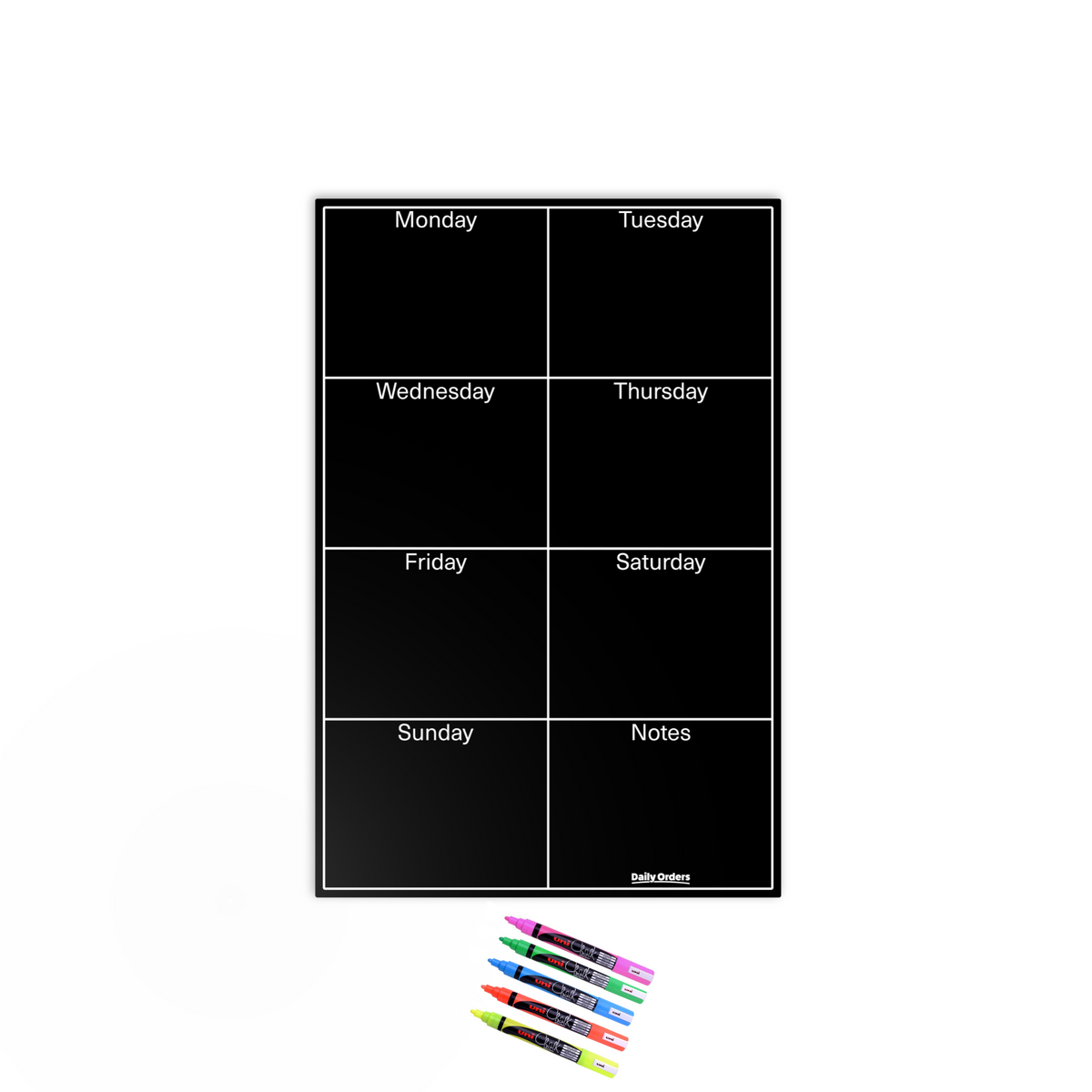 Daily Orders Weekly Wall Planner &amp; Markers Black 60x90cm