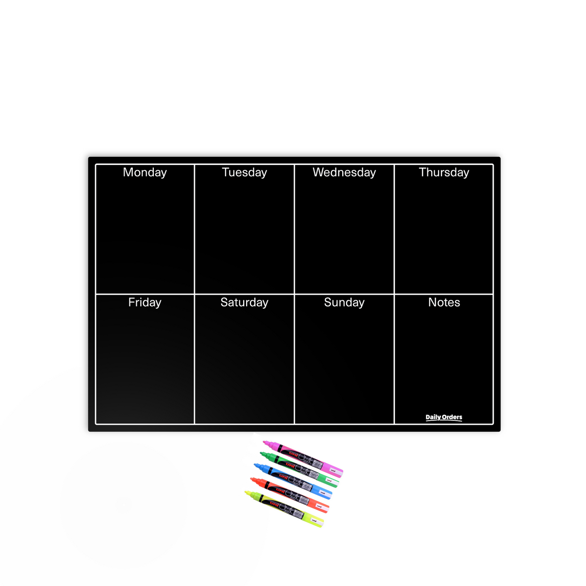 Daily Orders Weekly Wall Planner &amp; Markers Black 40x60cm